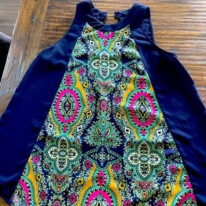 Navy blue sleeveless spring shirt